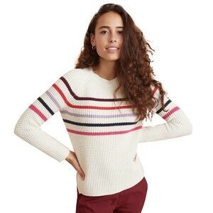 Marine Layer Delaney striped waffle knit cozy preppy wool blend sweater NWT M